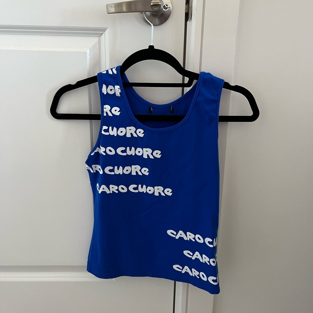 Caro Cuore Sport Blue White Workout Tank